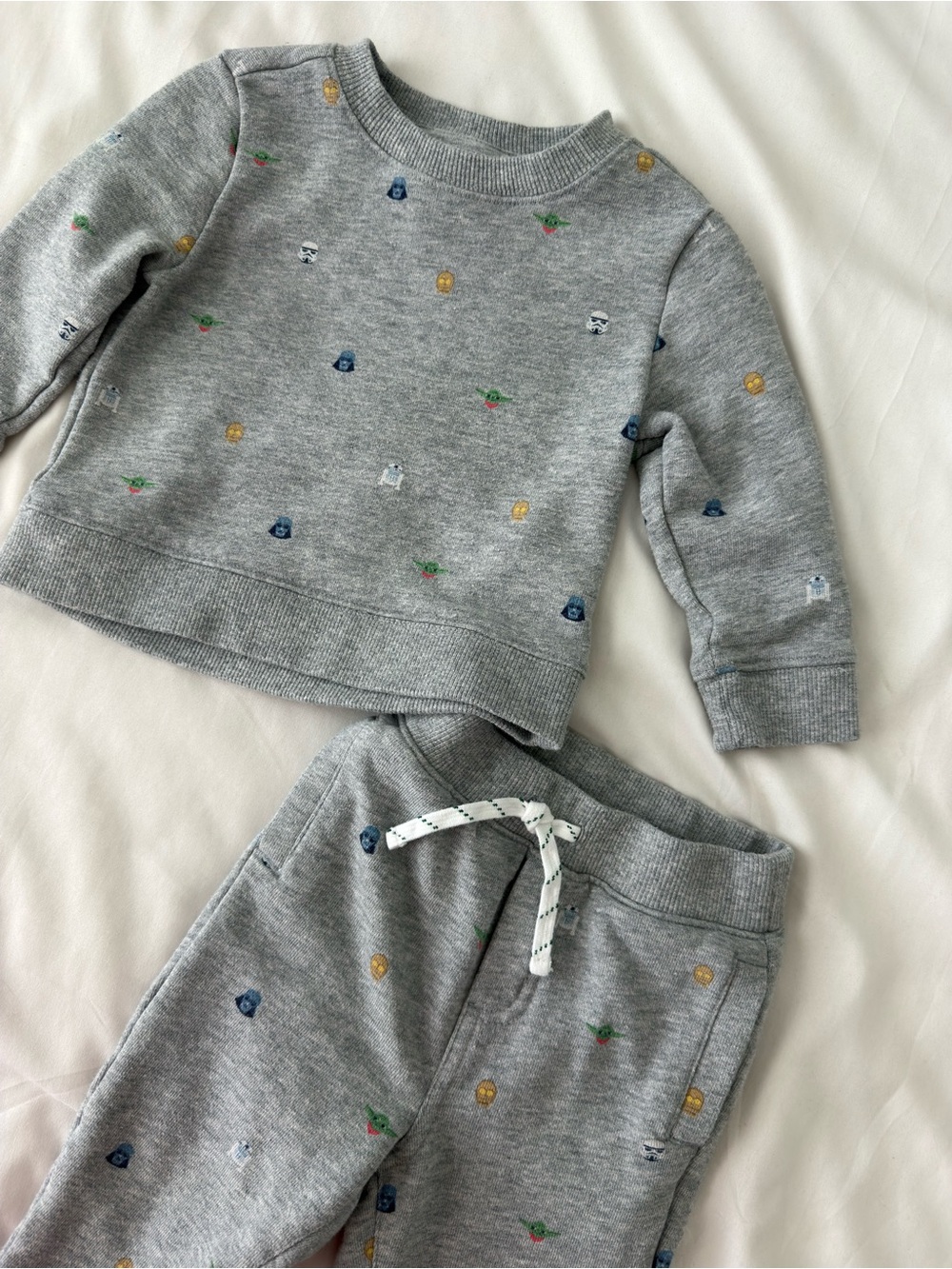 Janie and Jack Star Wars Icon Sweatshirt Sweatpants Set 12-18 Months Gray Disney